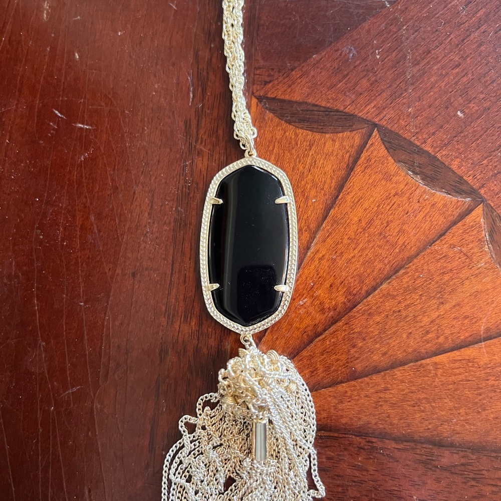 Kendra Scott Rayne Necklace with Black Lucite Acrylic Pendant NWOT